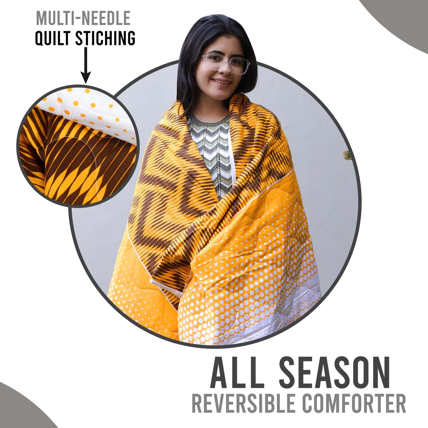 Orange Chevron Single Bed Comforter – 120 GSM Microfiber