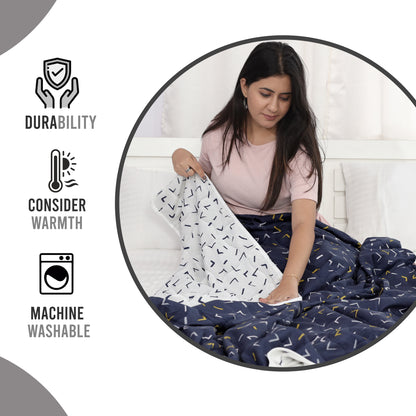 Blue And Gold Arrows Double Bed AC Quilt Comforter