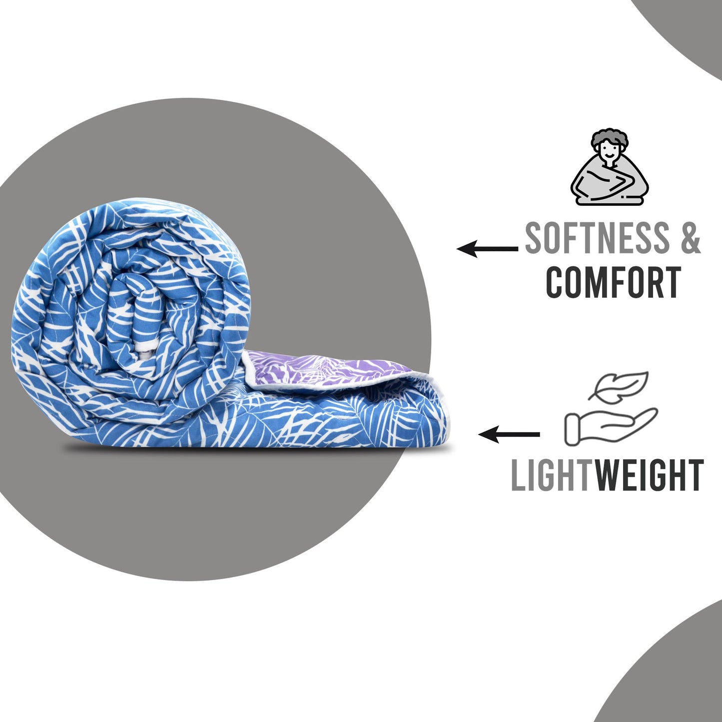 Blue And Purple Leaf Double Bed AC Quilt Comforter