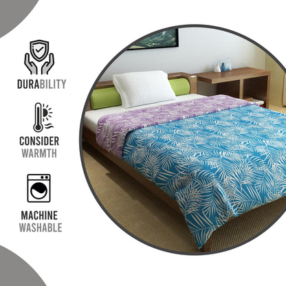 Blue And Purple Leaf Double Bed AC Quilt Comforter