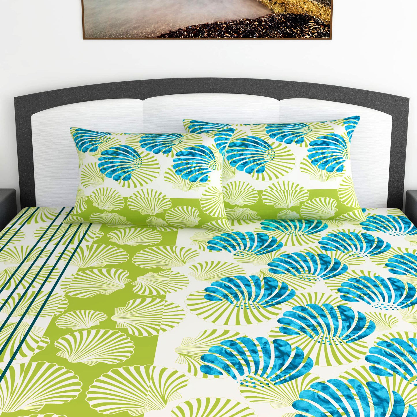 Neutral Floral Bedsheet For King Size Bed