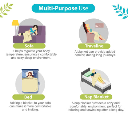 White and Blue 120 TC Cotton Floral Pattern Single Bed AC Blanket Dohar for All Season