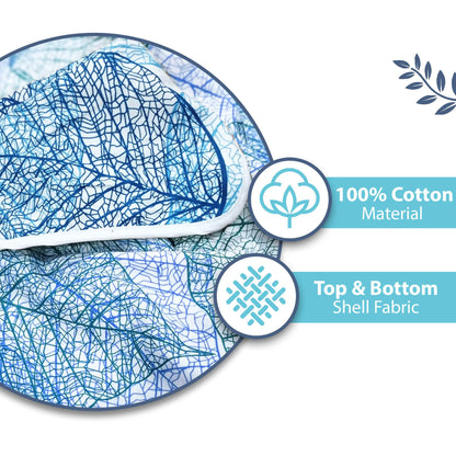 Blue And Brown 120 GSM Cotton Floral Leaf Pattern Double Bed AC Blanket Dohar for All Season