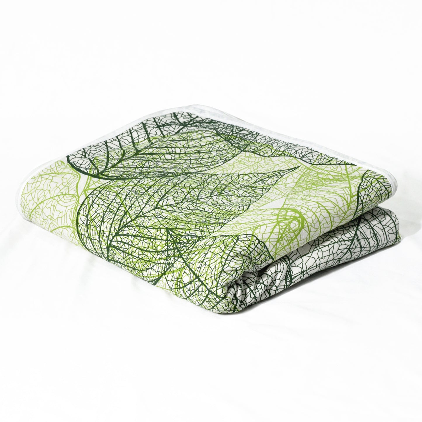 Green 120 GSM Cotton Floral Leaf Pattern Double Bed AC Blanket Dohar for All Season