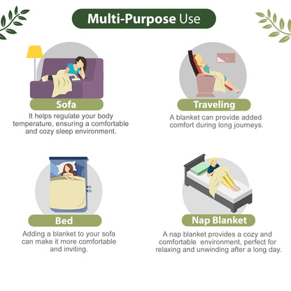 Green 120 TC Cotton Leaf Pattern Single Bed AC Blanket Dohar for All Season