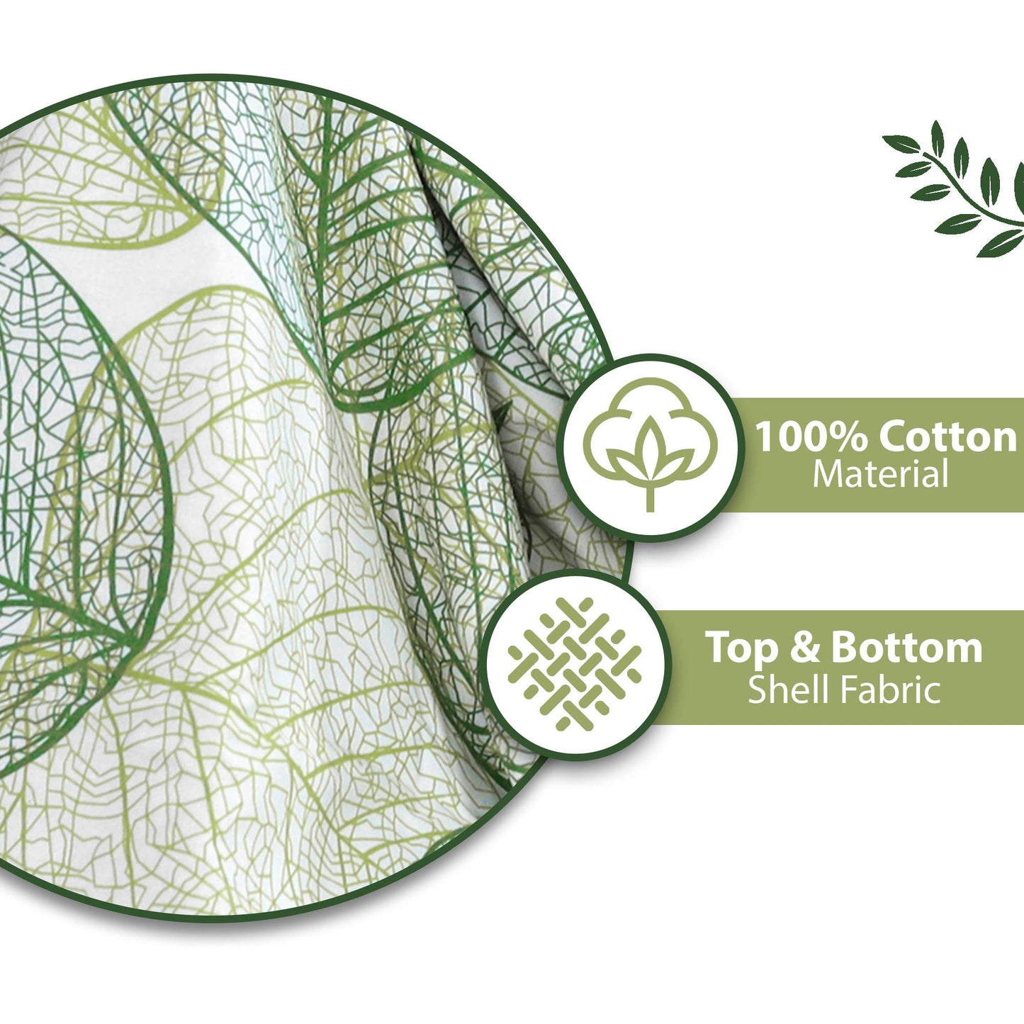 Green 120 TC Cotton Leaf Pattern Single Bed AC Blanket Dohar for All Season