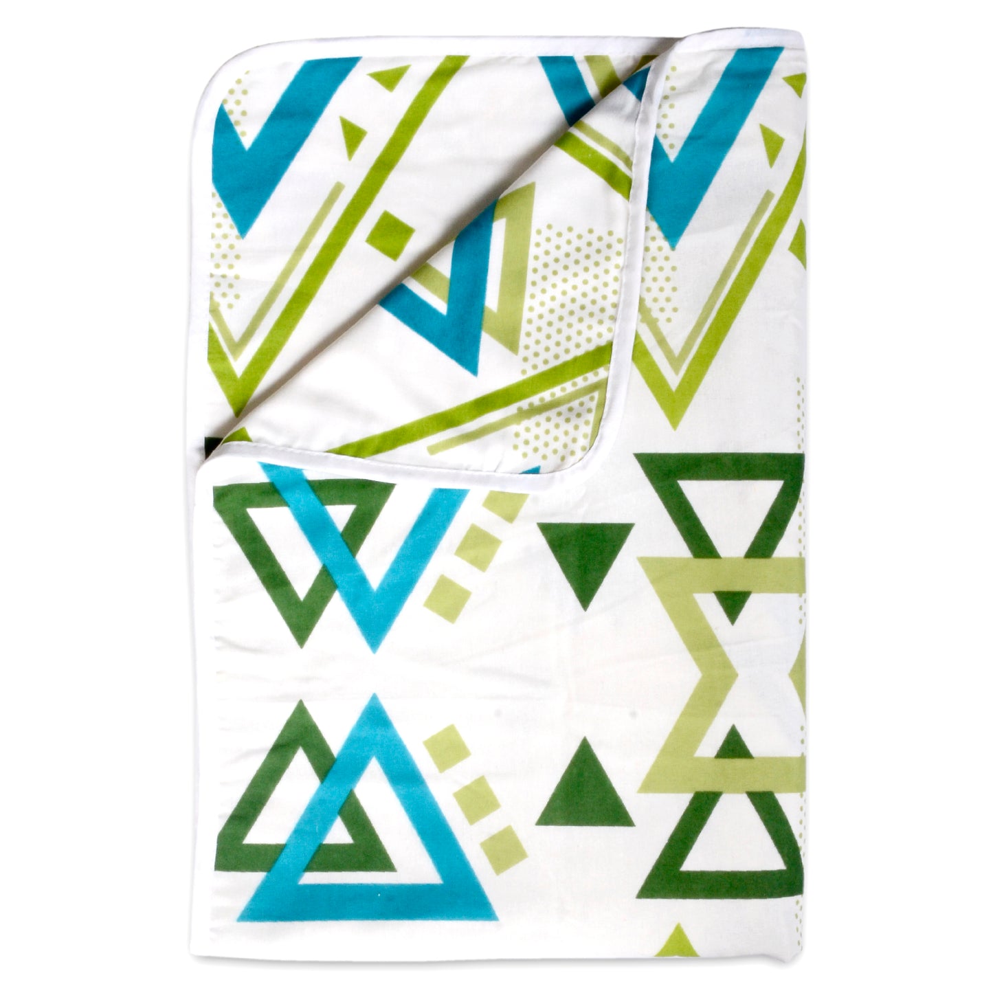 Green and Blue 120 GSM Cotton Geometric Triangle Double Bed AC Blanket Dohar for All Season