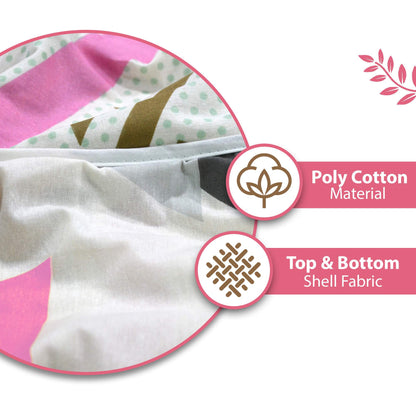 Pink and Brown 120 GSM Cotton Geometric Triangle Double Bed AC Blanket Dohar for All Season