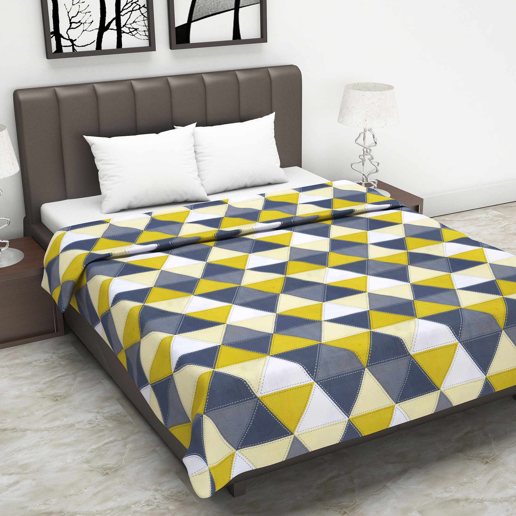 grey and yellow cotton dohar