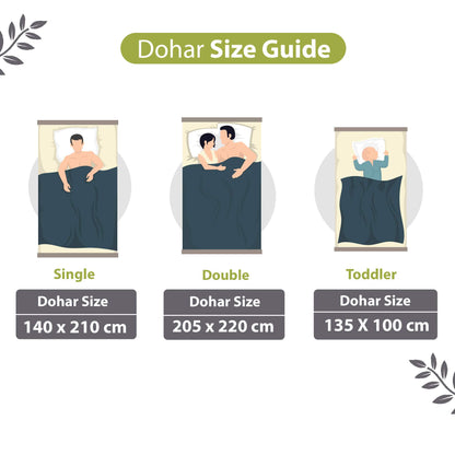 Green and Grey 120 GSM Cotton Floral Double Bed AC Blanket Dohar for All Season