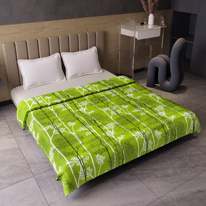 Green & White Floral Double Bed Dohar – 120 GSM Cotton