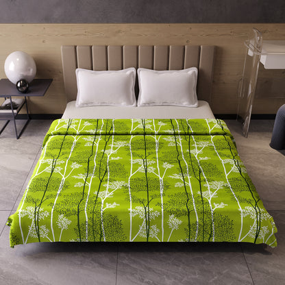 Green & White Floral Double Bed Dohar – 120 GSM Cotton