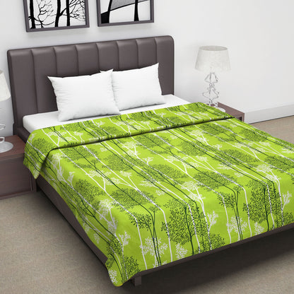 Green & White Floral Double Bed Dohar – 120 GSM Cotton