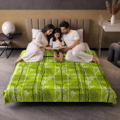 Green & White Floral Double Bed Dohar – 120 GSM Cotton