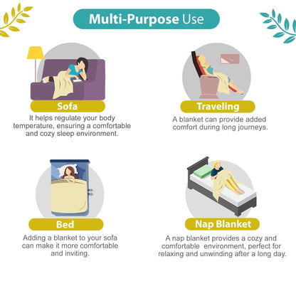 Blue and Green 120 GSM Cotton Abstarct Pattern Double Bed AC Blanket Dohar for All Season