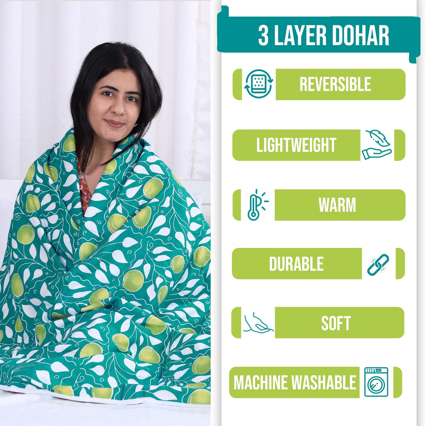 Grey and Yellow 120 GSM Cotton Floral Pattern Double Bed AC Blanket Dohar for All Season