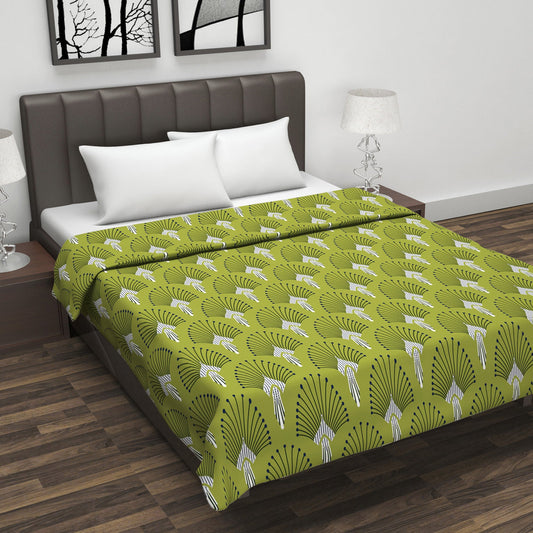 Olive Navy Floral Double Bed Dohar – 120 GSM Cotton