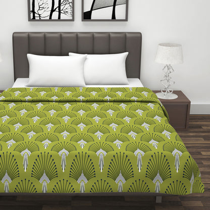 Olive Navy Floral Double Bed Dohar – 120 GSM Cotton