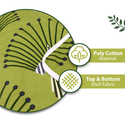 Olive Green and Blue 120 TC Cotton Floral Single Bed AC Blanket Dohar for All Season