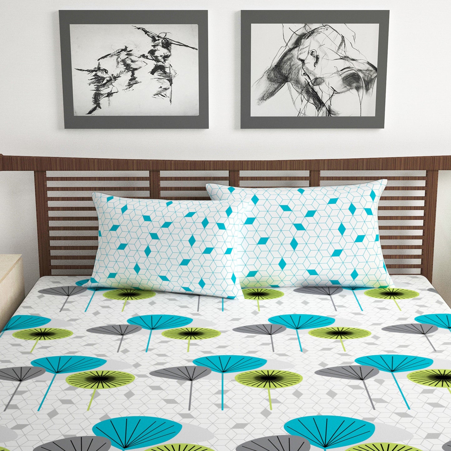 Blue Floral Bedsheet For Double Bed