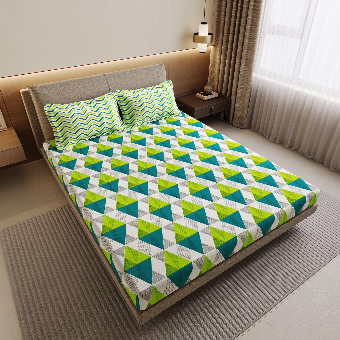 Triangle Pattern Bedsheet For Double Bed