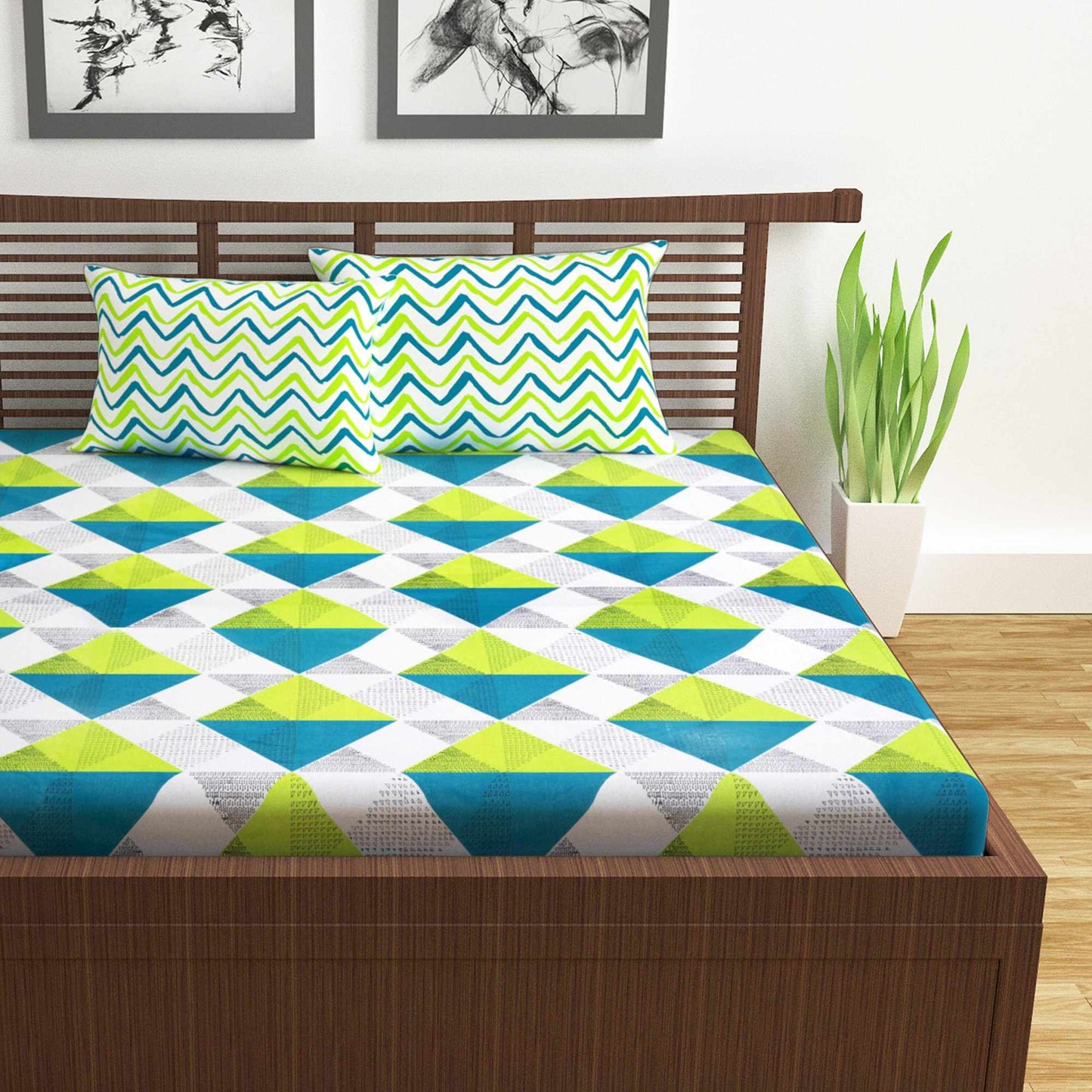 Triangle Pattern Bedsheet For Double Bed