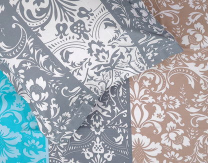 Grey & Blue Floral 144 TC Cotton King Bedsheet With 2 Pillowcovers