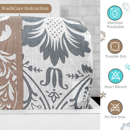 Grey & Blue Floral Elastic Fitted Bedsheet for Single Bed