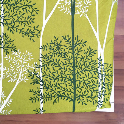 Green & White Leaf Tree Elastic Fitted Single Bed Bedsheet