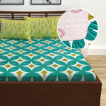 Geometric Sparkle Elastic Fitted Double Bed Bedsheet