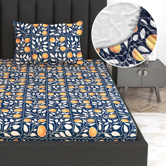 Clementine Print Elastic Fitted Bedsheet For Single Bed