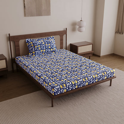 Navy & Orange Clementine Pattern Single Bed Bedsheet