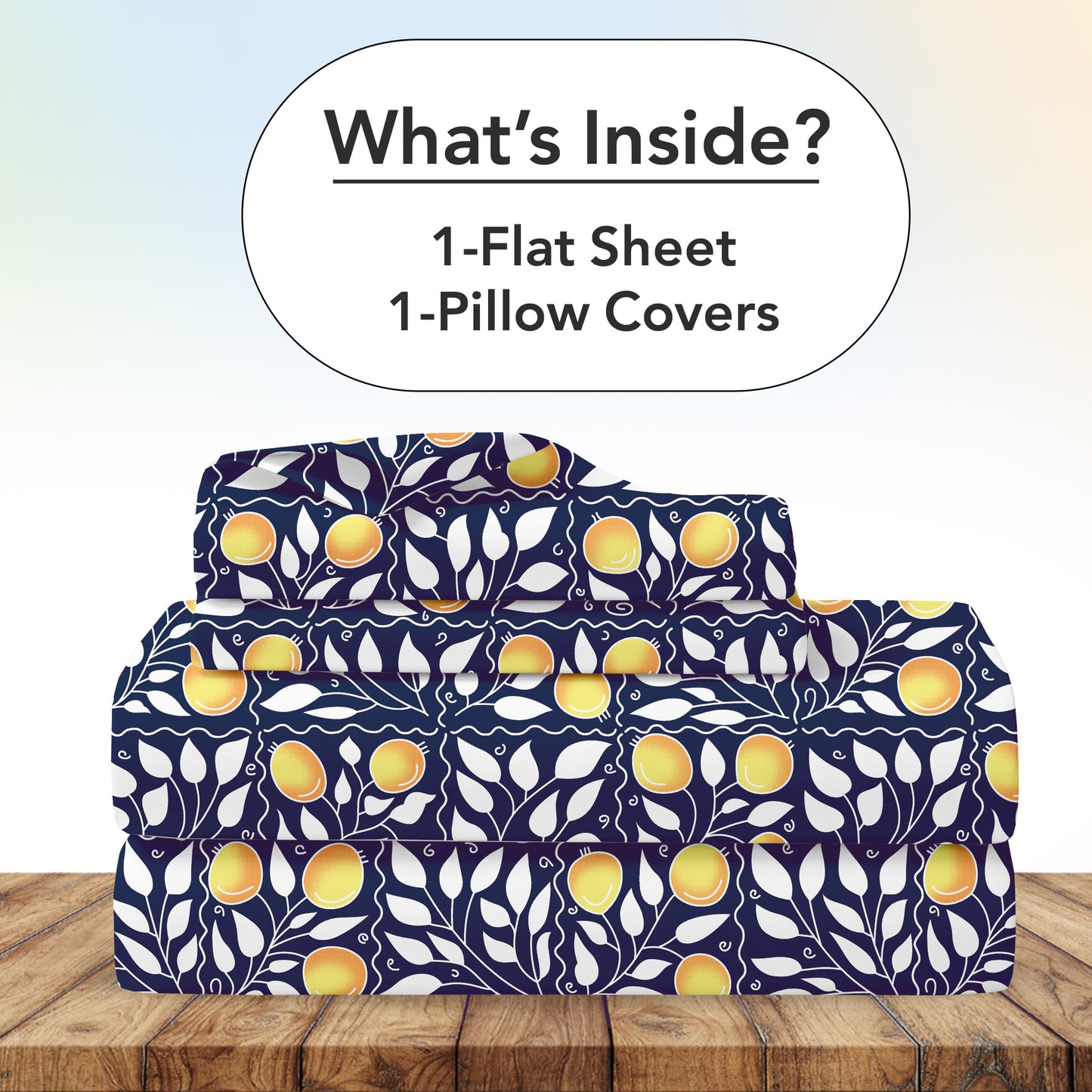 Navy & Orange Clementine Pattern Single Bed Bedsheet