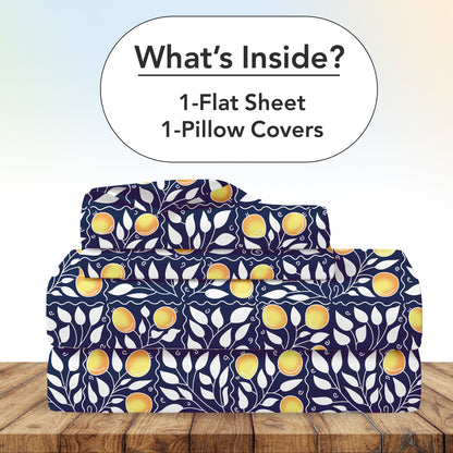 Navy & Orange Clementine Pattern Single Bed Bedsheet