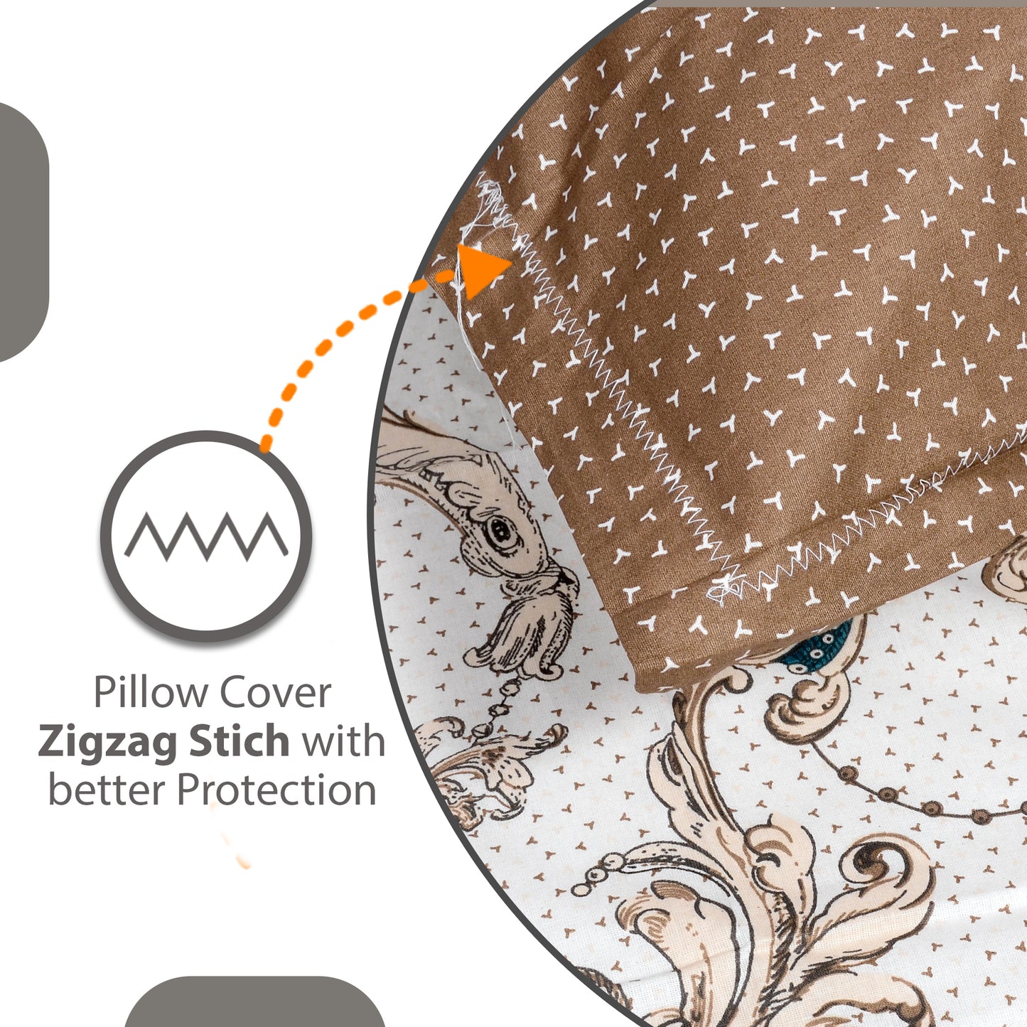 Ivory Gold Floral Bedsheet For King Size Bed with 2 Pillow Covers