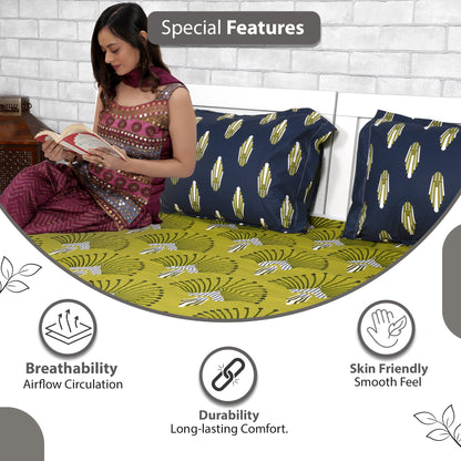 Antique Cairo Pattern Parrot Green Single Bedsheet