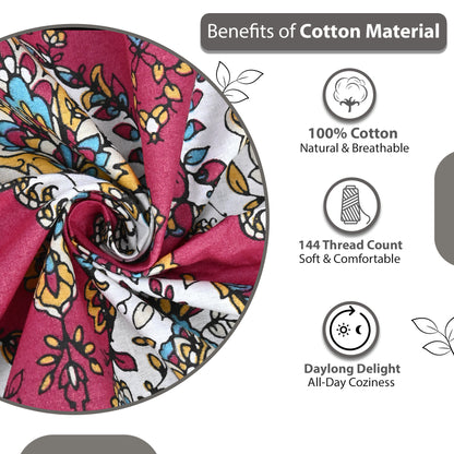 Red 100% Cotton Jaipuri Print Bedsheets for Double Bed