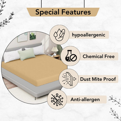 Beige Terry Cotton Water Proof Mattress Protector/Cover for King Bed Soft & Breathable