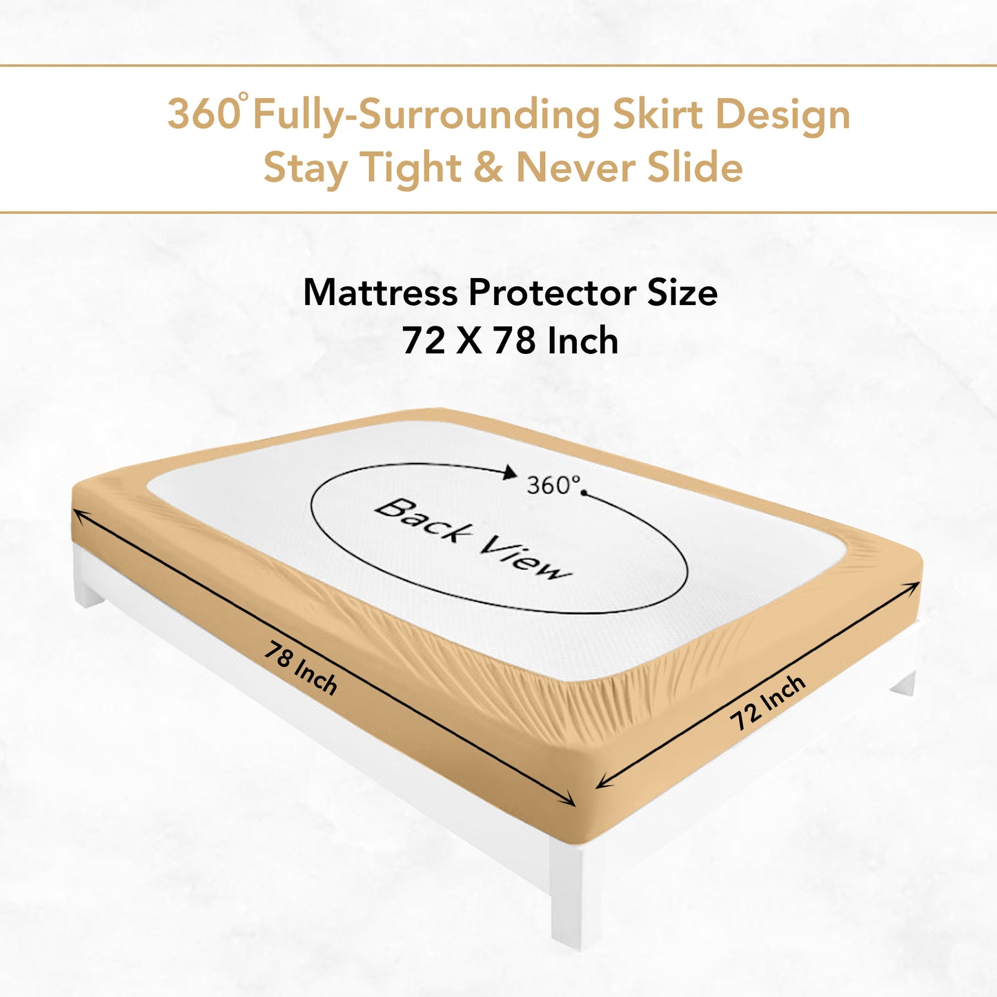 Beige Terry Cotton Water Proof Mattress Protector/Cover for King Bed Soft & Breathable