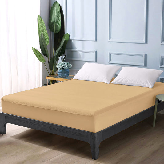 Beige Terry Cotton Water Proof Mattress Protector/Cover for King Bed Soft & Breathable