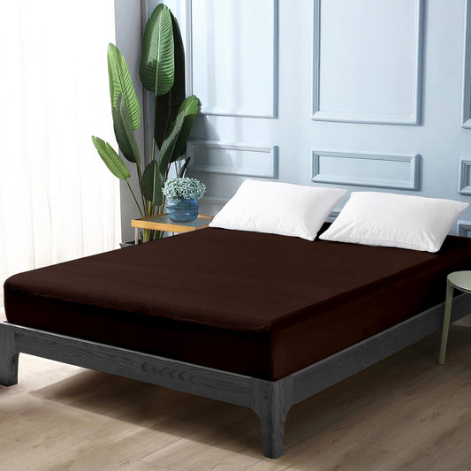 Coffee Terry Cotton Water Proof Mattress Protector/Cover for King Bed Soft & Breathable