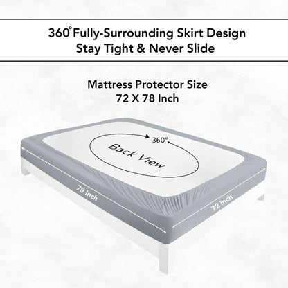 Grey Terry Cotton Water Proof Mattress Protector/Cover for King Bed Soft & Breathable