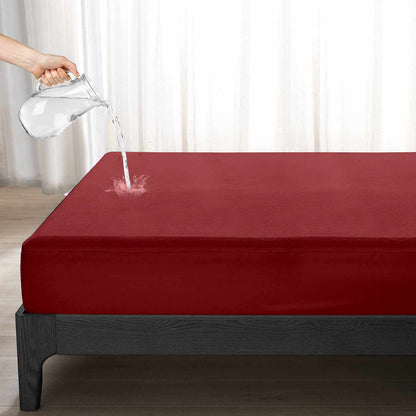 Maroon Terry Cotton Soft & Breathable Water Proof Mattress Protector Cover for Double Bed - 36"x72" ( Maroon ) - (mp-marron-db)