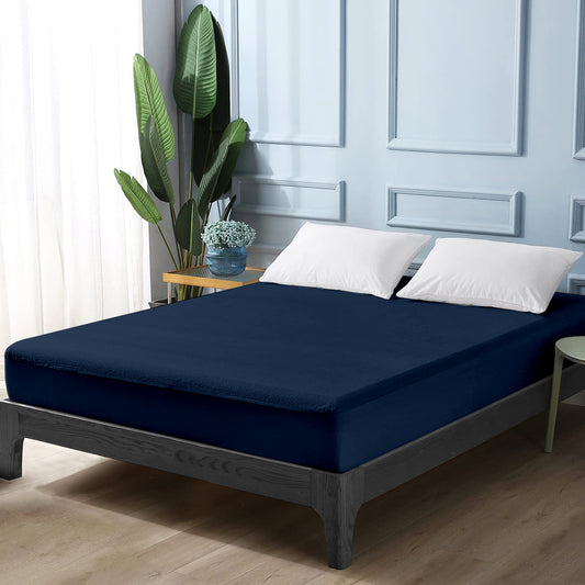 Navy Blue Terry Cotton Water Proof Mattress Protector/Cover for King Bed Soft & Breathable