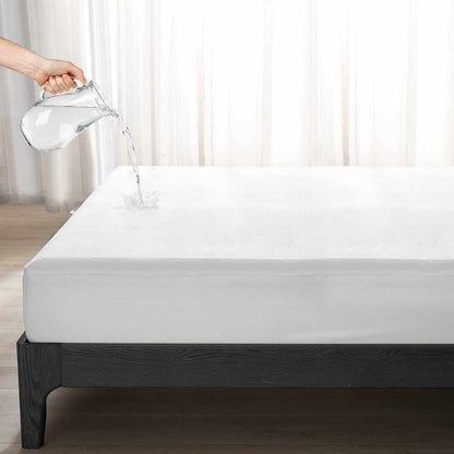 White Terry Cotton Soft & Breathable Water Proof Mattress Protector Cover for Double Bed - 36"x72" ( White ) - (mp-white-db)