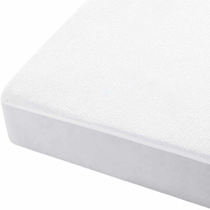 White Terry Cotton Soft & Breathable Water Proof Mattress Protector Cover for Single Bed - 36"x72"  - (MP-WHITE-SB)