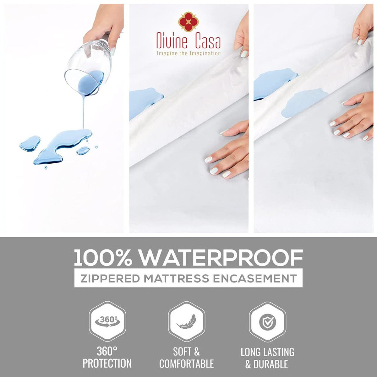 Premium Waterproof & Bed-Bug Proof Mattress Protector 150 GSM Fabric Zippered Encasement Cover Queen Premium Waterproof & Bed-Bug Proof Mattress Protector 150 GSM Fabric Zippered Encasement Cover Queen