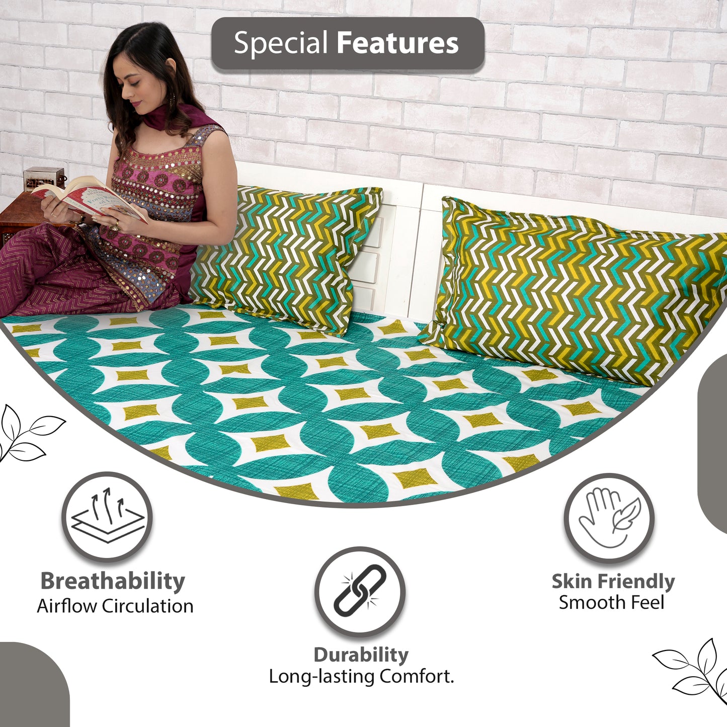 Moroccan Pattern Bedsheet For Single Bed