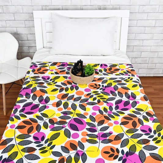 Floral Yellow, Pink And Black Microfiber Comfortable Single Bed AC Dohar