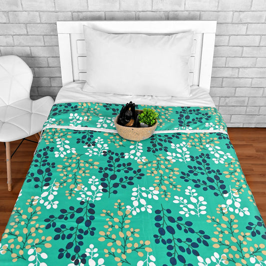 Floral Teal Green Microfiber Comfortable Single Bed AC Dohar